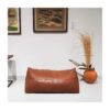 Brown Leather Pouf - Modern Bohemian Floor Cushion