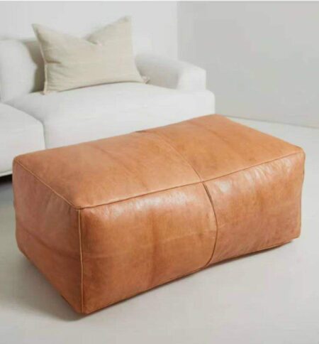 Large leather pouf